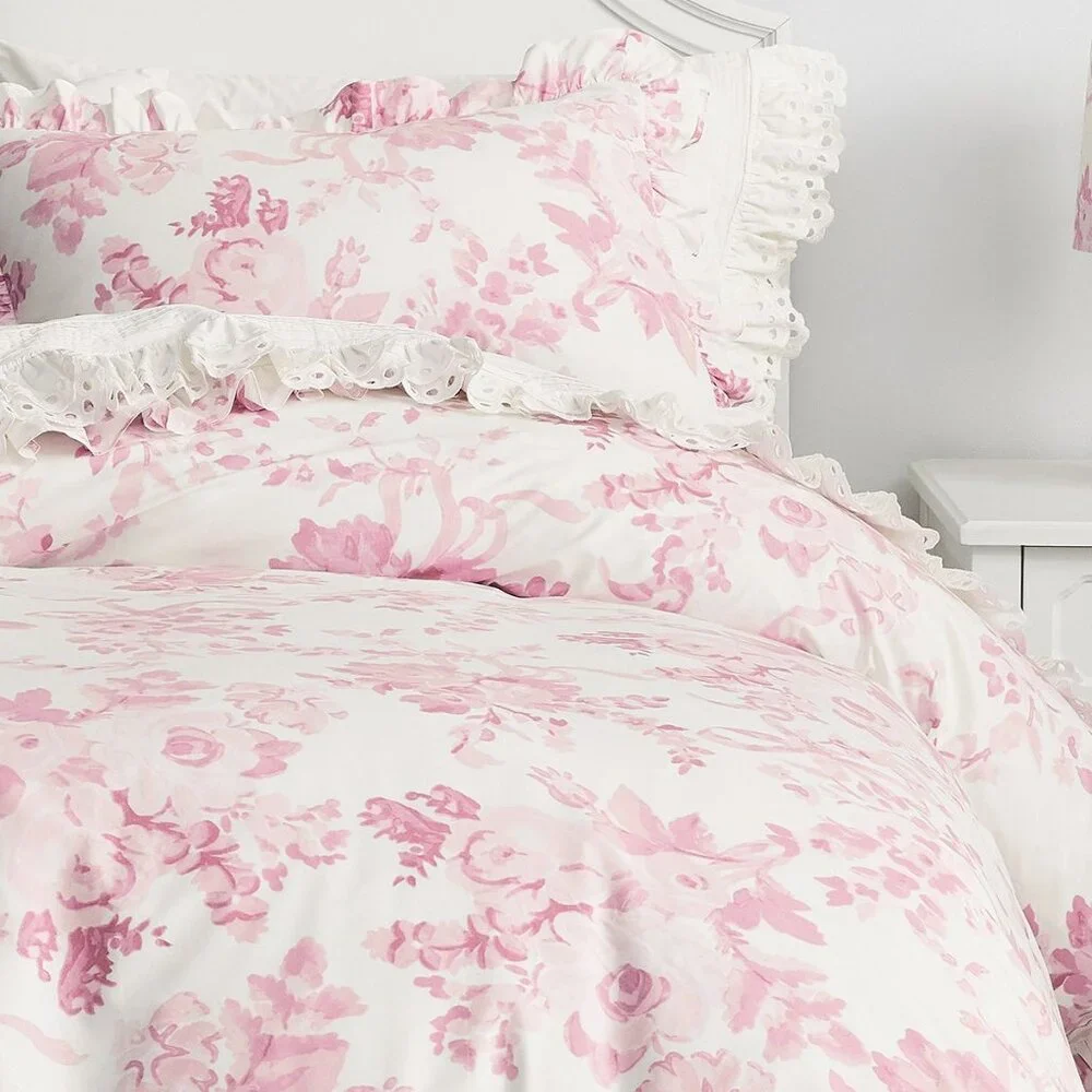 LoveShackFancy x Pottery Barn Garden Damask Ruffle Duvet Cover Bedding TWIN NWT